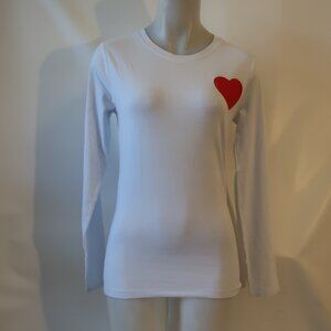 NWT Womens Moving Forward Blue "Red Heart" Long Sleeve Tee M